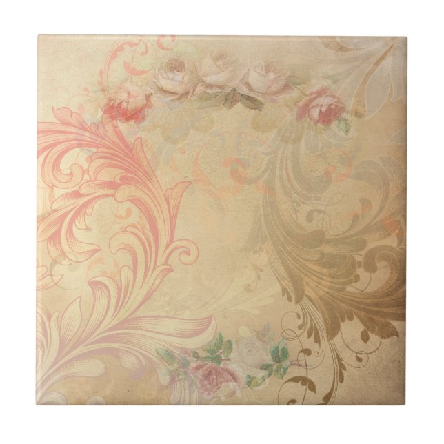 Shabby Chic Floral Tile (Front)