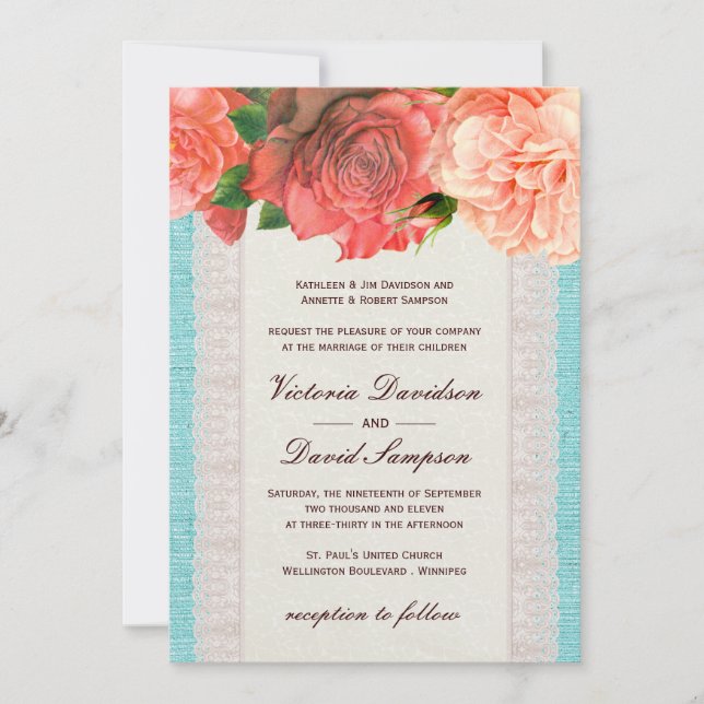 Shabby Chic Floral Wedding Invitation (Front)