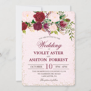 Shabby Chic Floral Wedding Invitation