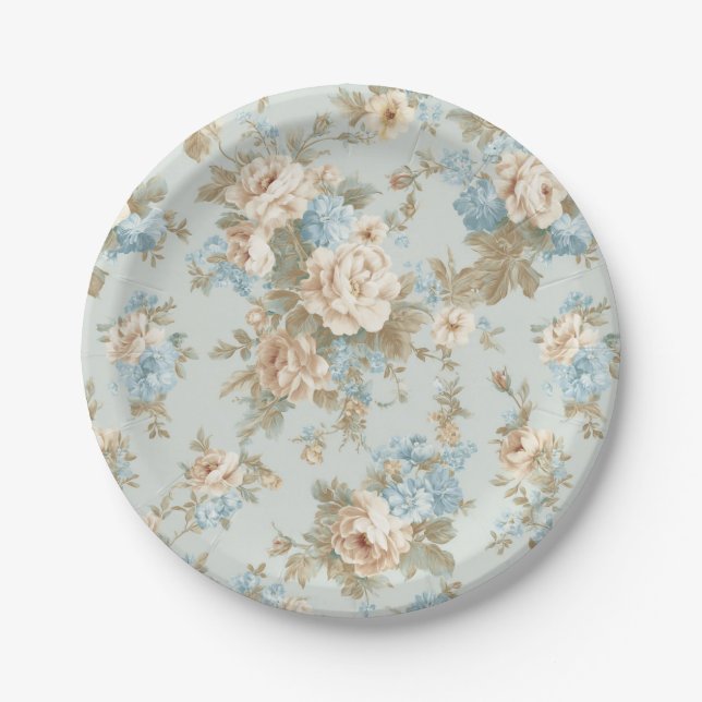 Shabby Chic florals Paper Plate (Front)