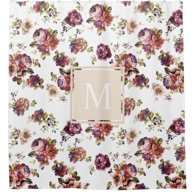 Shabby Chic Florals - Personalised Shower Curtain (Front)