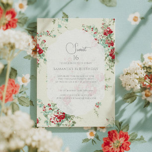 Shabby chic florals Sweet 16 Invitation