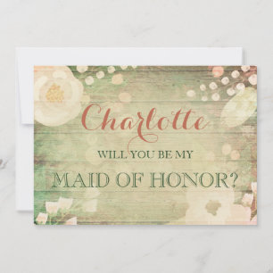 Shabby Chic Florals   Will You Be My Maid of Honou Invitation