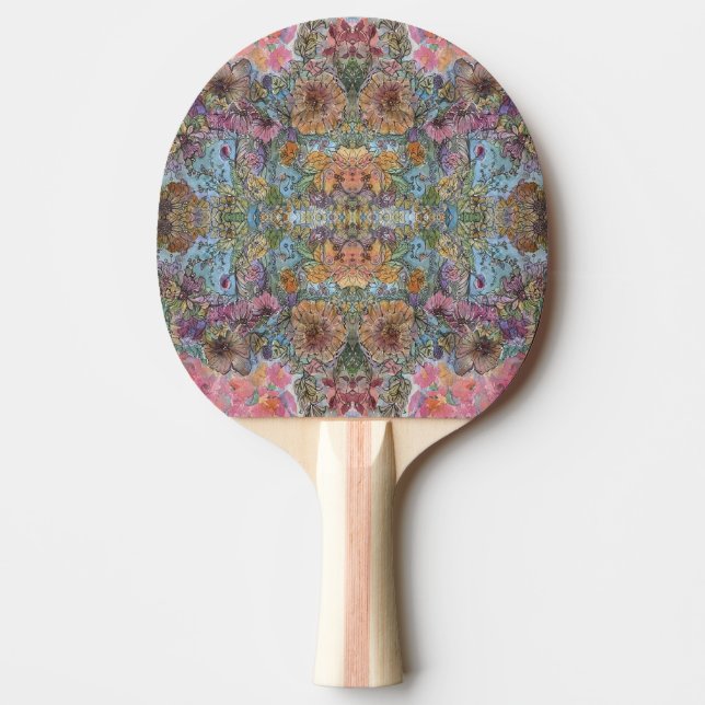 Shabby Chic Flower Garden Watercolor Painting  Ping Pong Paddle (Front)