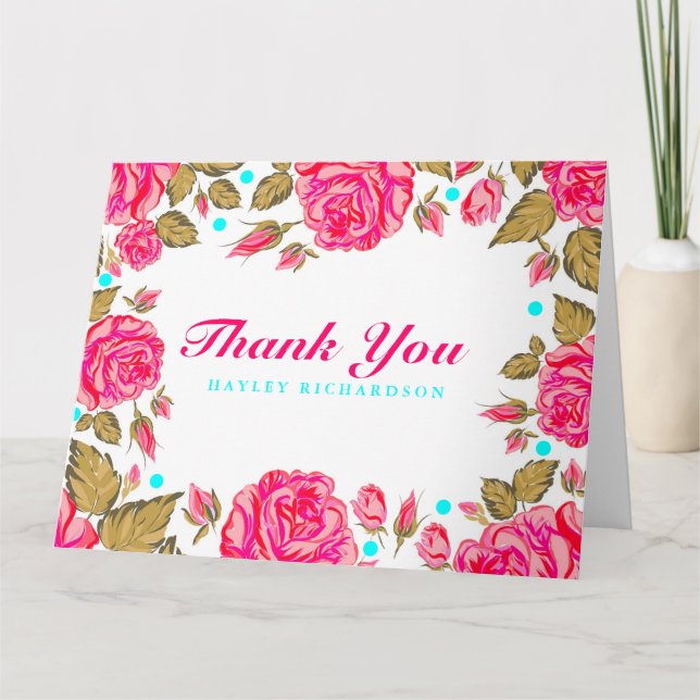 Shabby Chic Flower Thank You Card (Front)