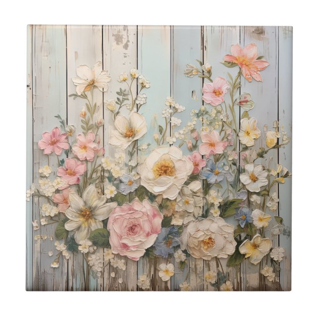 Shabby Chic Flowers Tile (Front)