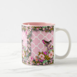 Shabby chic, french chic, vintage,floral,rustic,bi Two-Tone coffee mug