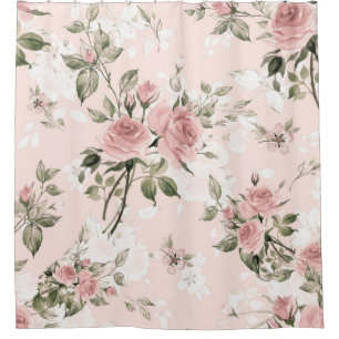 Shabby chic, french chic, vintage,floral,rustic,pi shower curtain