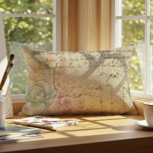 Shabby Chic French Country Floral Outdoor Lumbar Cushion