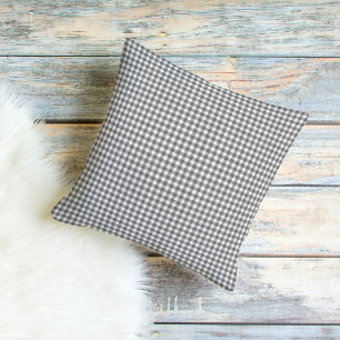Shabby Chic French White Black Grey Check Pattern Cushion