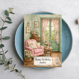 Shabby Chic Garden Reading Corner Card