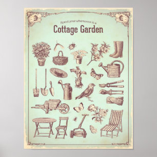 Shabby chic gardening themed poster
