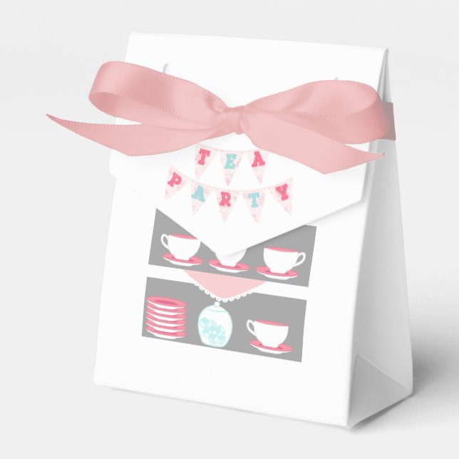 Shabby-Chic Girl Baby Shower Tea Party Favour Box (Front Side)