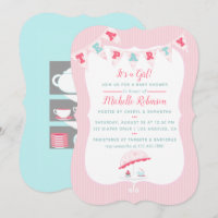 Shabby-Chic Girl Baby Shower Tea Party Invitation