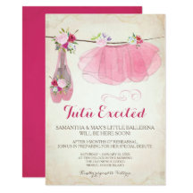Shabby Chic Girl Ballerina Baby Shower Invitation