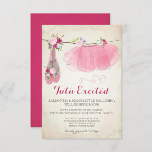 Shabby Chic Girl Ballerina Baby Shower Invitation