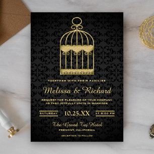 Shabby Chic Gold Birdcage Wedding Invitation