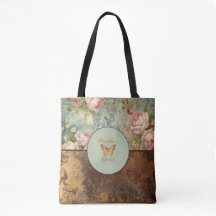 Shabby chic grunge style floral  bag
