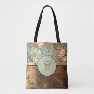 Shabby chic grunge style floral bag