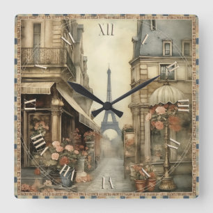 shabby chic in Paris Square Wall Clock