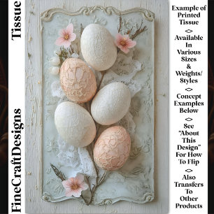 Shabby Chic, Ivory Peach Easter Eggs CL8 Decoupage Tissue Paper