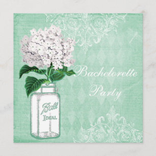 Shabby Chic Jar & Hydrangea Bachelorette Party Invitation