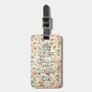 Shabby chic keep calm and carry on luggage tag