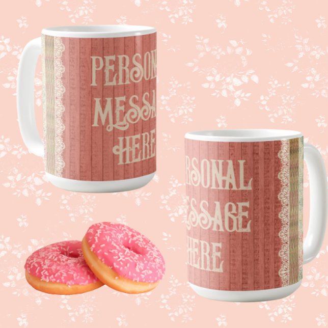 Shabby Chic Lace Floral Personalised  Coffee Mug (Personalize it!)