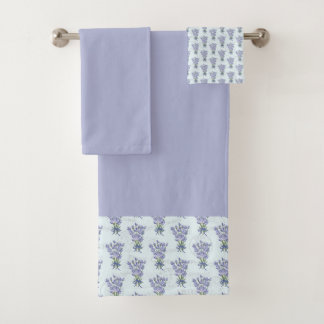 Shabby Chic Lavender Country Charm Floral Bath Towel Set