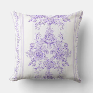 Shabby chic,lavender,toile,pattern,floral,Victoria Cushion