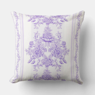 Shabby chic,lavender,toile,pattern,floral,Victoria Cushion