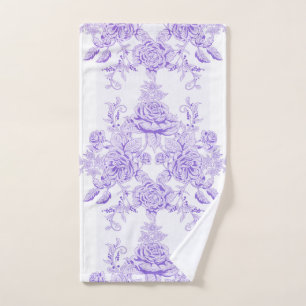 Shabby chic,lavender,toile,pattern,floral,Victoria Hand Towel