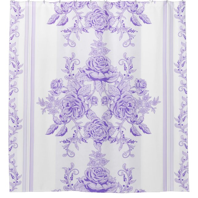 Shabby chic,lavender,toile,pattern,floral,Victoria Shower Curtain (Front)