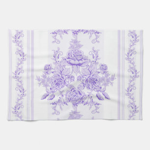 Shabby chic,lavender,toile,pattern,floral,Victoria Tea Towel