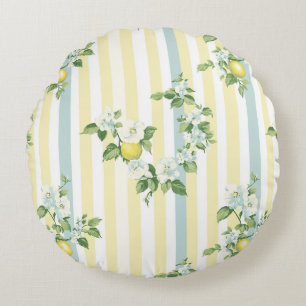 Shabby Chic Lemon Floral Series Design #11 Round Cushion