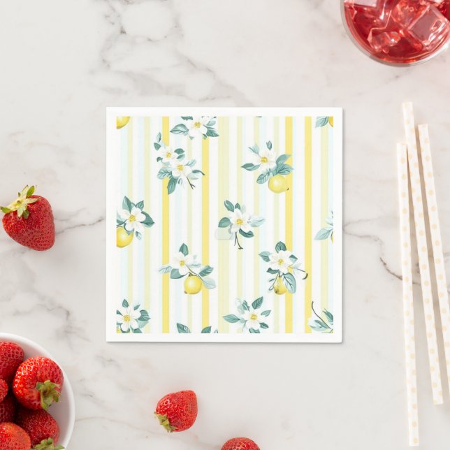 Shabby Chic Lemon Floral Series Design #12 Napkin (Insitu)