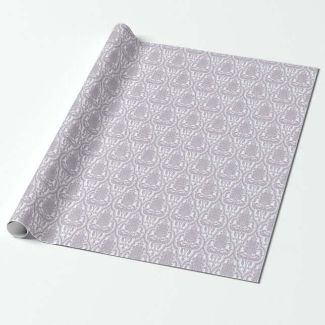 Shabby Chic Lilac Damask Wrapping Paper (Unrolled)