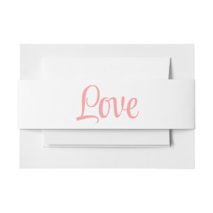 Shabby Chic Love Quote Elegant Pink Wedding  Invitation Belly Band