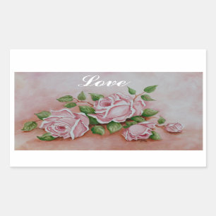 Shabby Chic Love Vintage Pink Roses Stickers