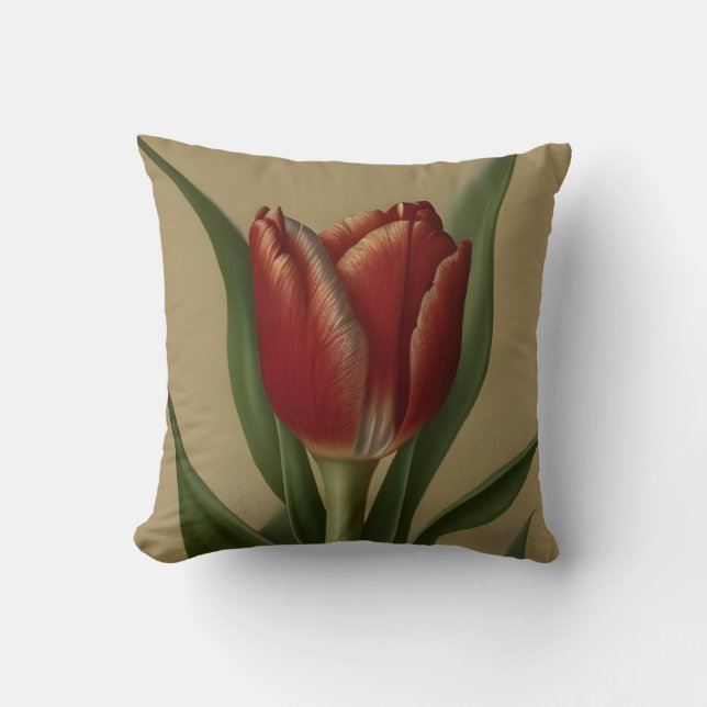 Shabby Chic Lovely  Red Tulip  Cushion (Front)