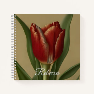 Shabby Chic Lovely  Red Tulip  Notebook