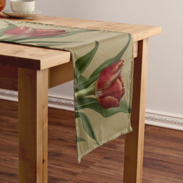 Shabby Chic Lovely  Red Tulip  Short Table Runner (In Situ)