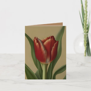 Shabby Chic Lovely Red Tulip Thank You Card