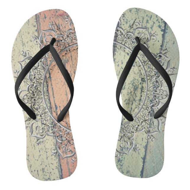 Shabby Chic Mandala Thongs (Footbed)