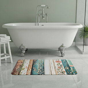 Shabby chic mixed patterns bath mat