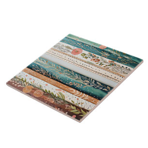 Shabby chic mixed patterns ceramic tile