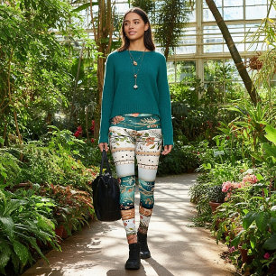 Shabby chic mixed patterns leggings