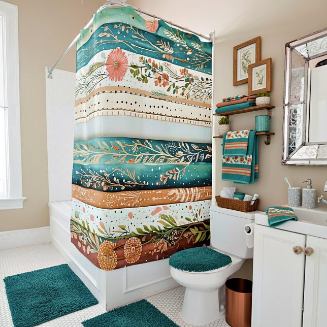 Shabby chic mixed patterns shower curtain (Creator Uploaded)