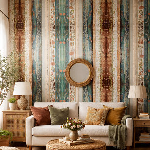 Shabby chic mixed patterns wallpaper