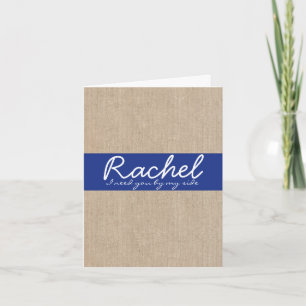 Shabby Chic Navy Blue Burlap Bridesmaid Card